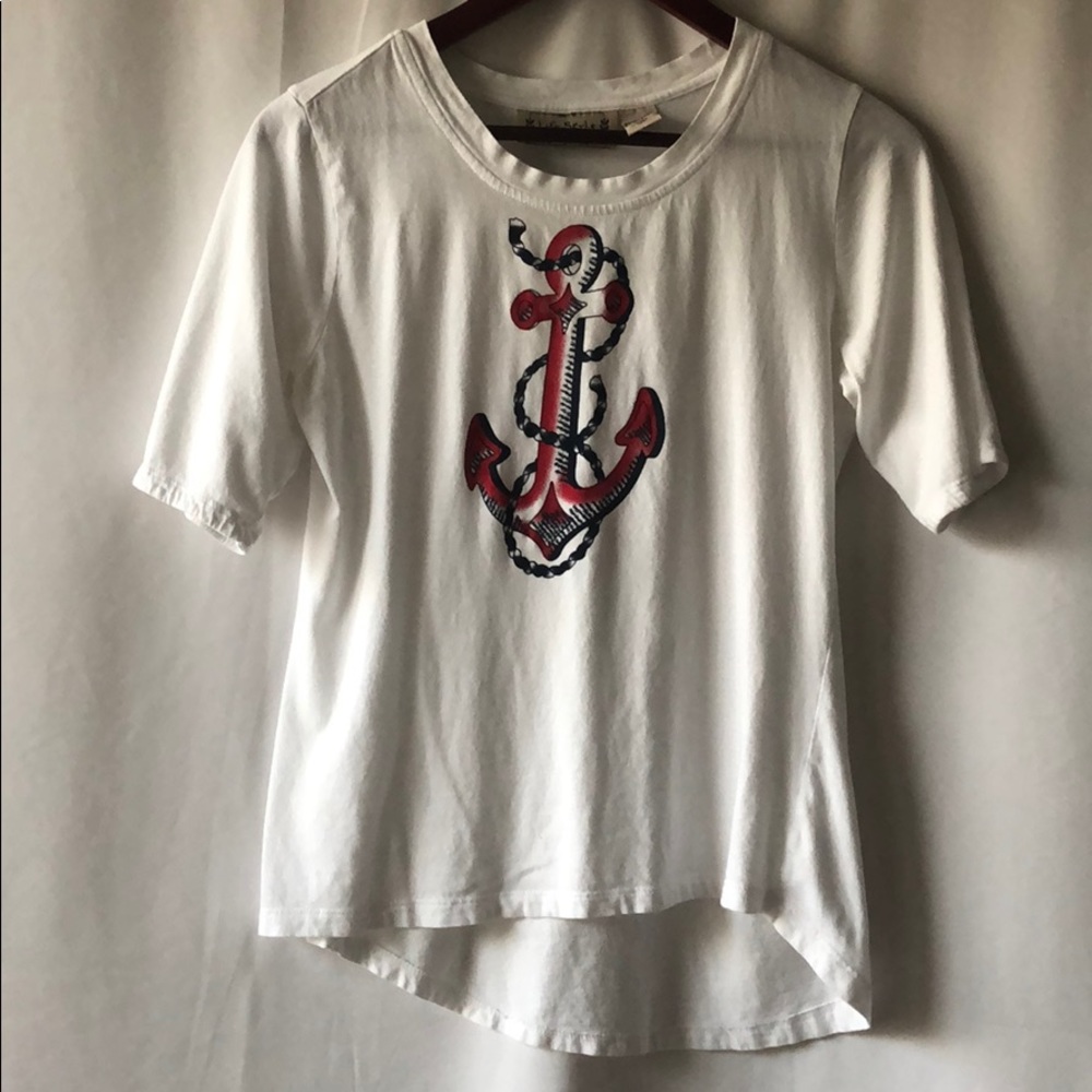 Life Style Anchor Shirt White Shirt Sailor Beach Short Sleeve Patriotic Boat